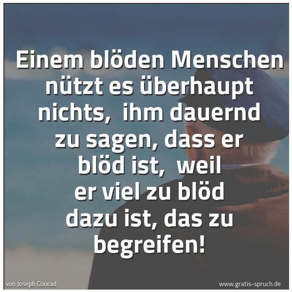 Spruchbild mit dem Text 'Einem blöden Menschen nützt es überhaupt nichts,
ihm dauernd zu sagen, dass er blöd ist,
weil er viel zu blöd dazu ist, das zu begreifen! '