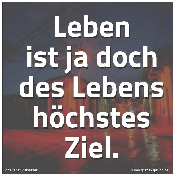 Spruchbild mit dem Text 'Leben ist ja doch des Lebens höchstes Ziel.'