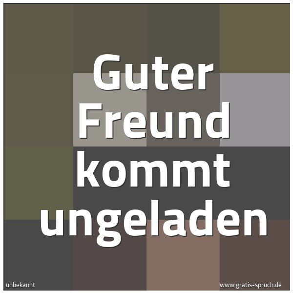 Spruchbild mit dem Text 'Guter Freund kommt ungeladen'