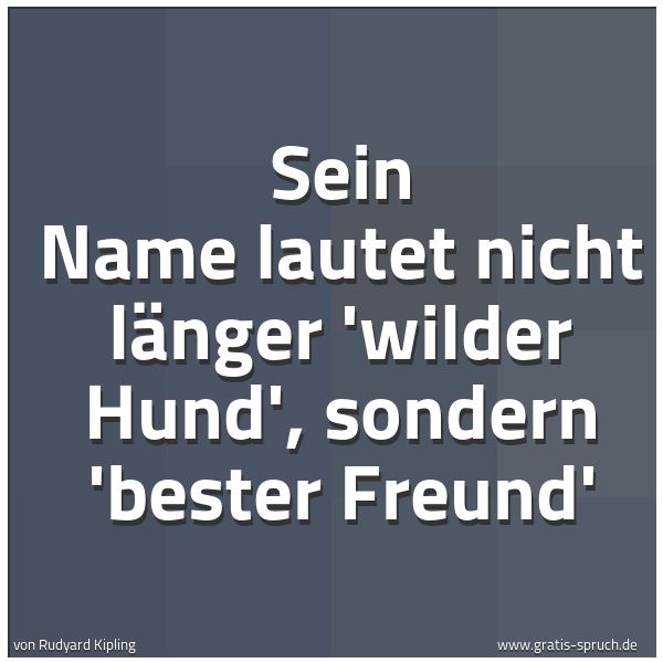 Spruchbild mit dem Text 'Sein Name lautet nicht länger 'wilder Hund',
sondern 'bester Freund''
