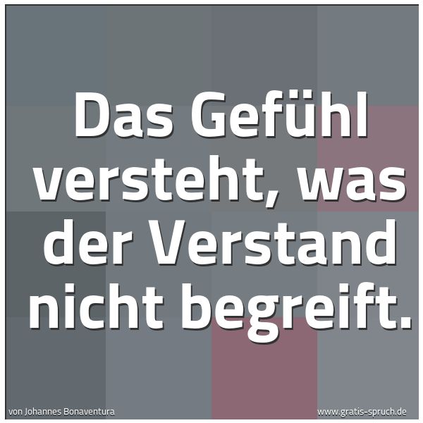 Spruchbild mit dem Text 'Das Gefühl versteht, was der Verstand nicht begreift.
'