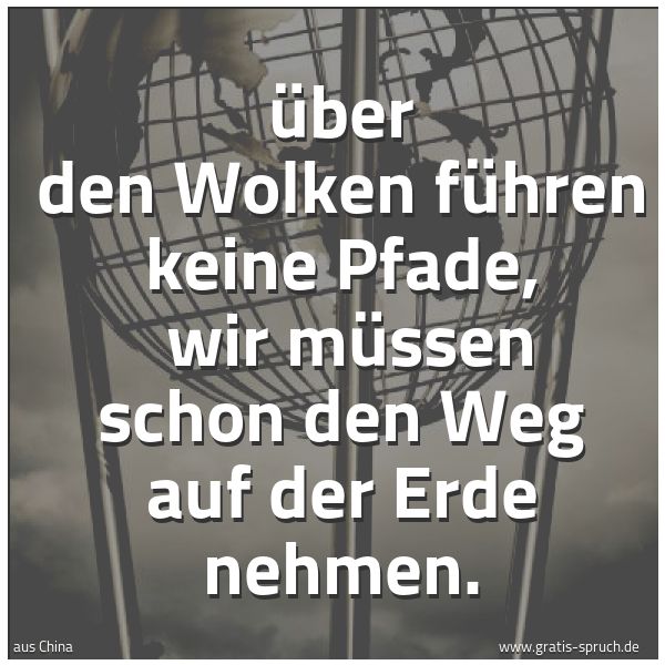Spruchbild mit dem Text 'Über den Wolken führen keine Pfade,
wir müssen schon den Weg auf der Erde nehmen.'