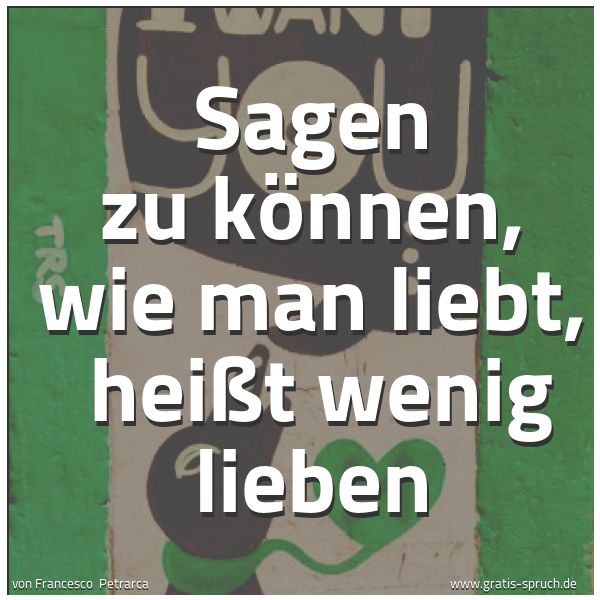 Spruchbild mit dem Text 'Sagen zu können, wie man liebt,
heißt wenig lieben'