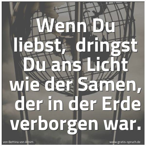 Spruchbild mit dem Text 'Wenn Du liebst,
dringst Du ans Licht wie der Samen,
der in der Erde verborgen war.'