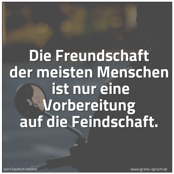 Spruchbild mit dem Text 'Die Freundschaft der meisten Menschen
ist nur eine Vorbereitung auf die Feindschaft.'