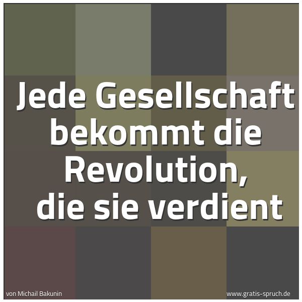 Spruchbild mit dem Text 'Jede Gesellschaft bekommt die Revolution,
die sie verdient'