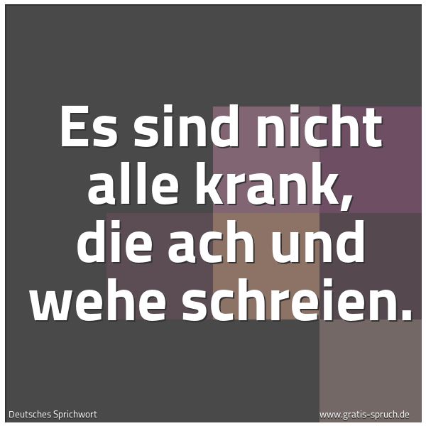 Spruchbild mit dem Text 'Es sind nicht alle krank, die ach und wehe schreien.'