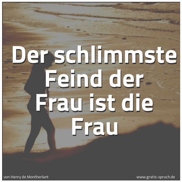 Spruchbild mit dem Text 'Der schlimmste Feind der Frau ist die Frau'