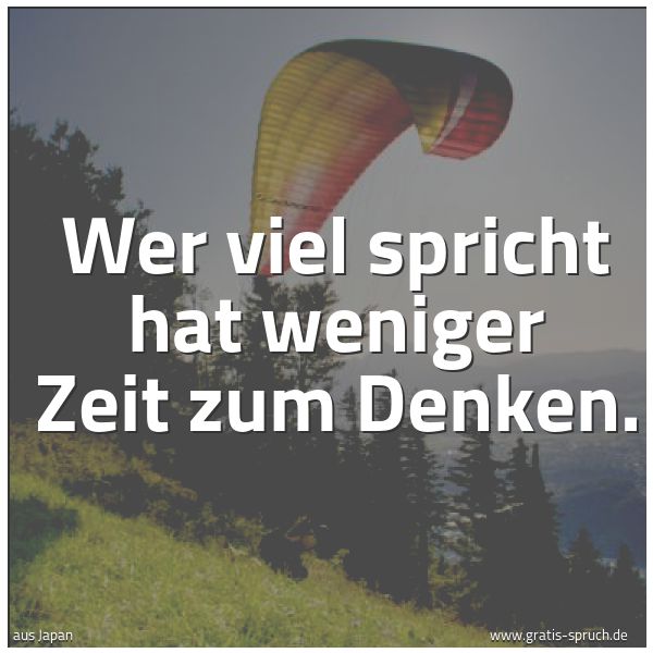 Spruchbild mit dem Text 'Wer viel spricht hat weniger Zeit zum Denken. '
