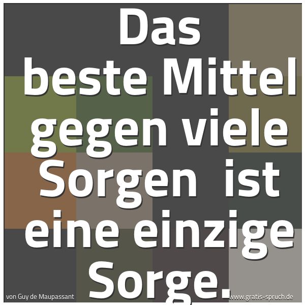 Spruchbild mit dem Text 'Das beste Mittel gegen viele Sorgen
ist eine einzige Sorge.'