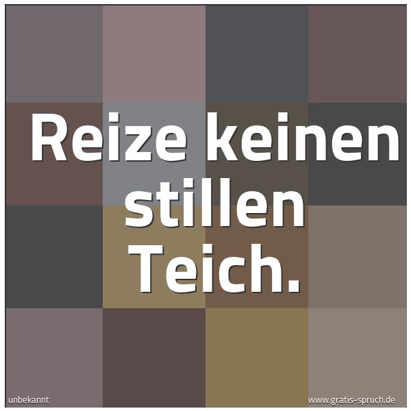 Spruchbild mit dem Text 'Reize keinen stillen Teich.
'