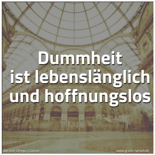 Spruchbild mit dem Text 'Dummheit ist lebenslänglich und hoffnungslos'