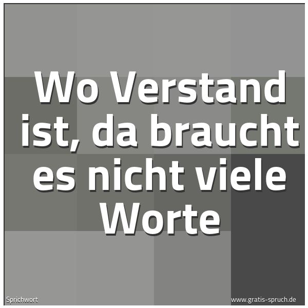 Spruchbild mit dem Text 'Wo Verstand ist,
da braucht es nicht viele Worte'