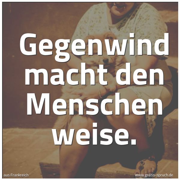Spruchbild mit dem Text 'Gegenwind macht den Menschen weise.'