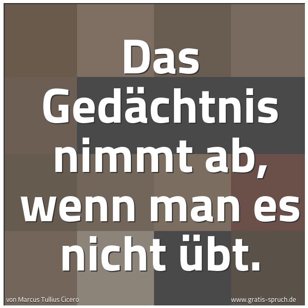 Spruchbild mit dem Text 'Das Gedächtnis nimmt ab, wenn man es nicht übt.'