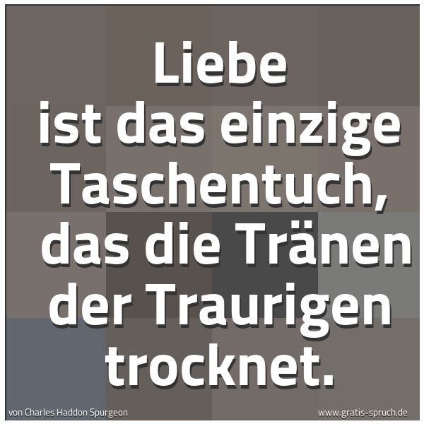 Spruchbild mit dem Text 'Liebe ist das einzige Taschentuch,
das die Tränen der Traurigen trocknet.
'