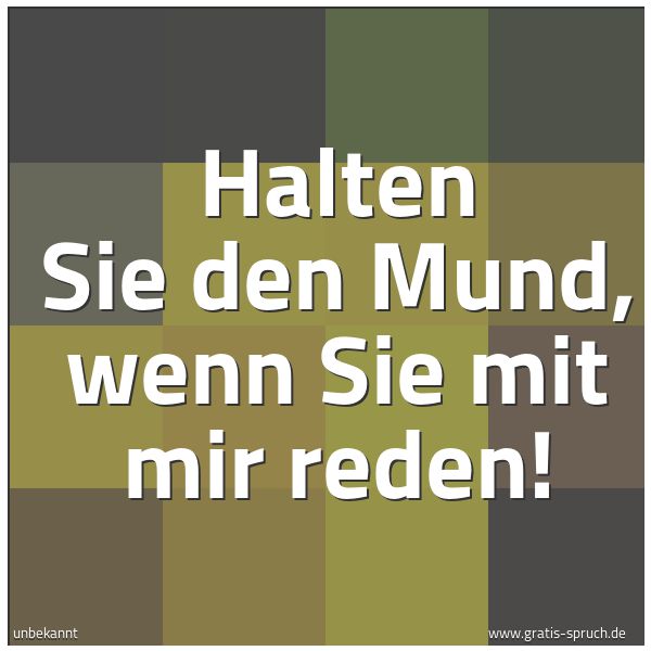 Spruchbild mit dem Text 'Halten Sie den Mund, wenn Sie mit mir reden!'
