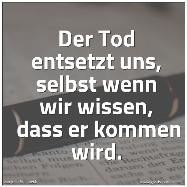 Spruchbild mit dem Text 'Der Tod entsetzt uns, selbst wenn wir wissen,
dass er kommen wird. '