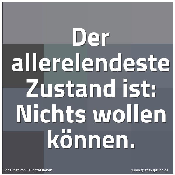 Spruchbild mit dem Text 'Der allerelendeste Zustand ist:
Nichts wollen können.'