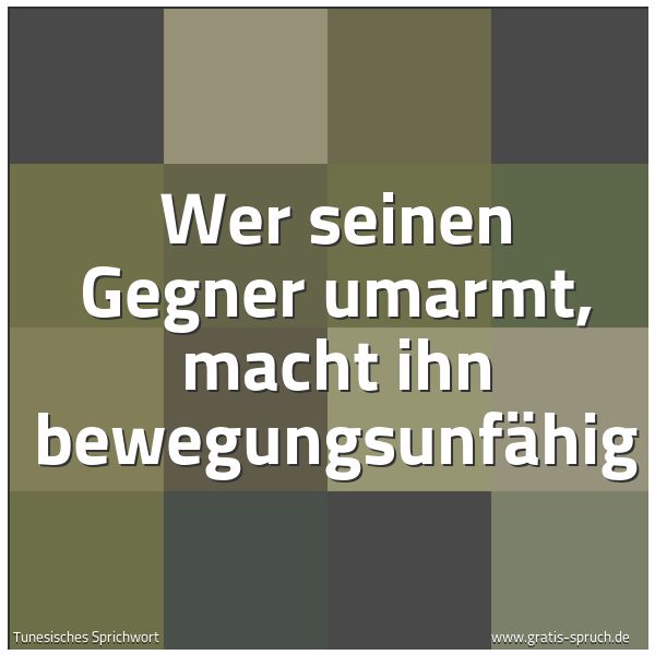 Spruchbild mit dem Text 'Wer seinen Gegner umarmt,
macht ihn bewegungsunfähig'