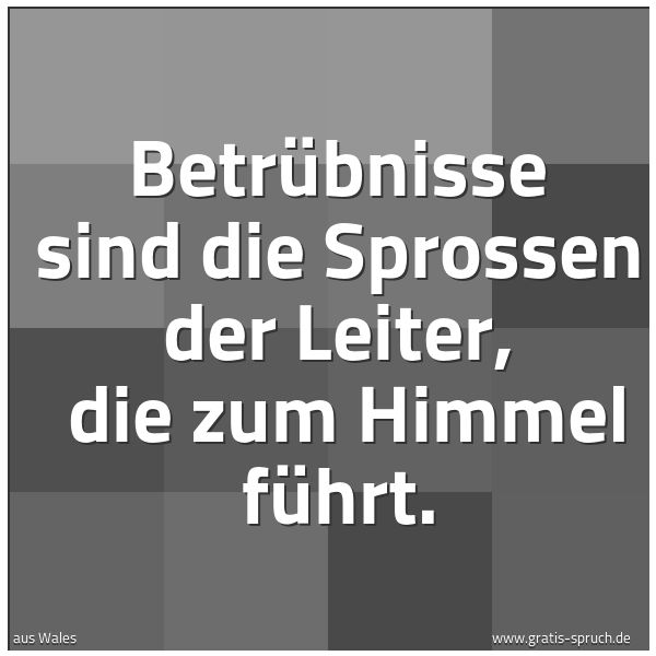 Spruchbild mit dem Text 'Betrübnisse sind die Sprossen der Leiter,
die zum Himmel führt.'