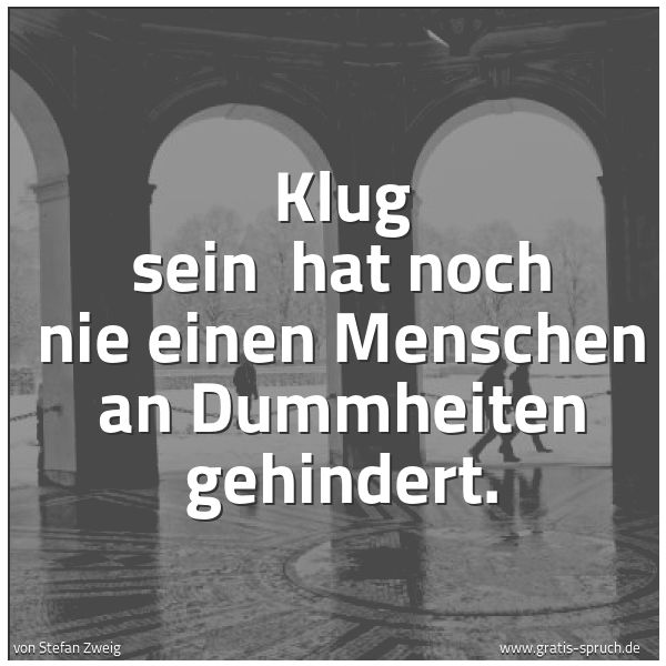 Spruchbild mit dem Text 'Klug sein
hat noch nie einen Menschen an Dummheiten gehindert.'