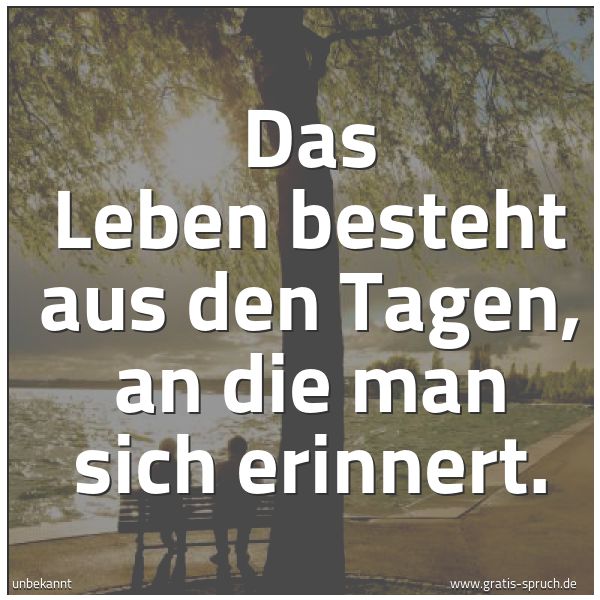 Spruchbild mit dem Text 'Das Leben besteht aus den Tagen,
an die man sich erinnert. '