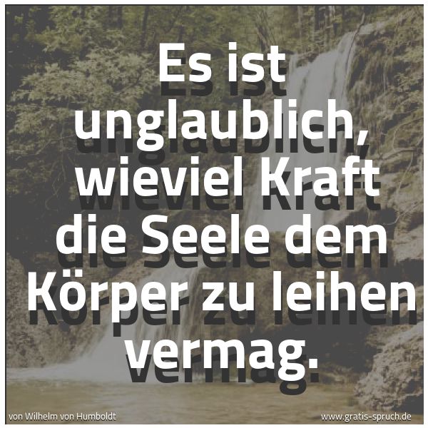 Spruchbild mit dem Text 'Es ist unglaublich,
wieviel Kraft die Seele dem Körper zu leihen vermag. '