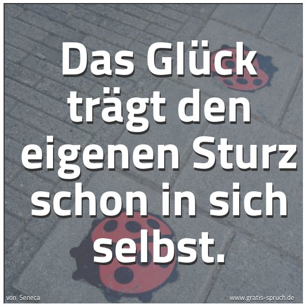 Spruchbild mit dem Text 'Das Glück trägt den eigenen Sturz schon in sich selbst.'