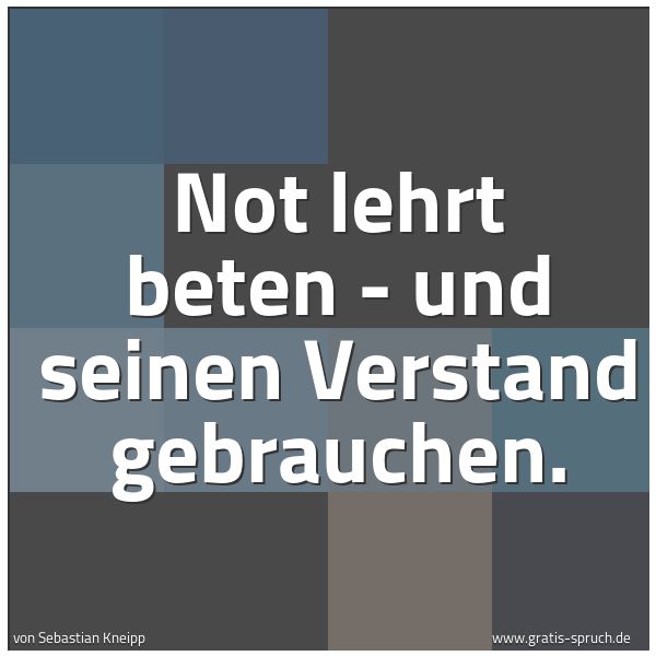 Spruchbild mit dem Text 'Not lehrt beten - und seinen Verstand gebrauchen.'