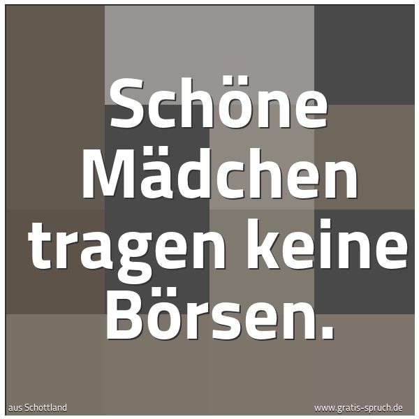 Spruchbild mit dem Text 'Schöne Mädchen tragen keine Börsen.'