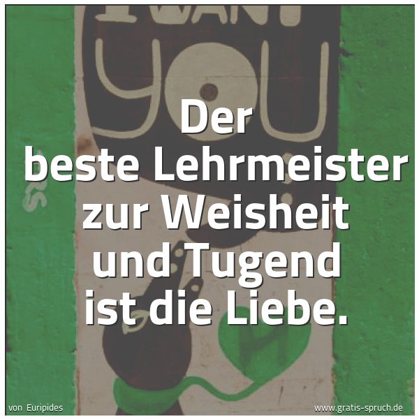 Spruchbild mit dem Text 'Der beste Lehrmeister zur Weisheit und Tugend ist die Liebe.'
