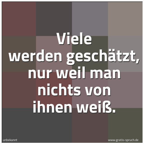 Spruchbild mit dem Text 'Viele werden geschätzt, nur weil man nichts von ihnen weiß.'