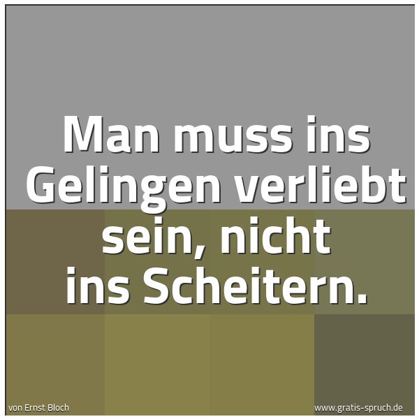 Spruchbild mit dem Text 'Man muss ins Gelingen verliebt sein, nicht ins Scheitern.'