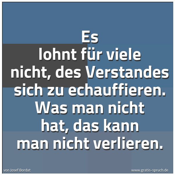 Spruchbild mit dem Text 'Es lohnt für viele nicht,
des Verstandes sich zu echauffieren.
Was man nicht hat,
das kann man nicht verlieren.'