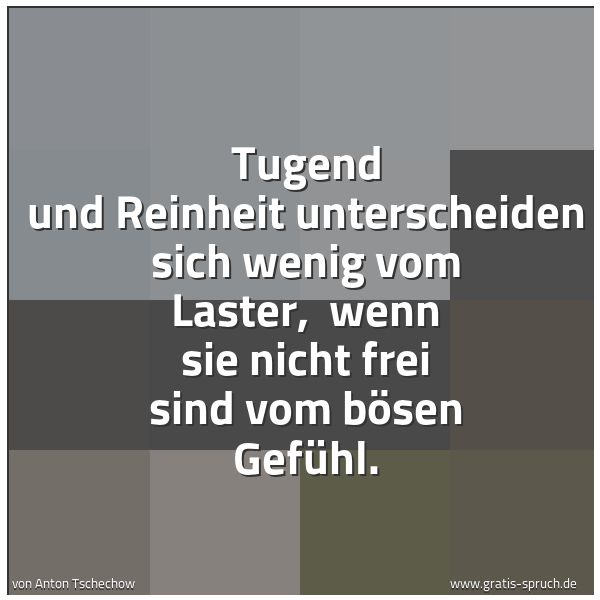 Spruchbild mit dem Text 'Tugend und Reinheit unterscheiden sich wenig vom Laster,
wenn sie nicht frei sind vom bösen Gefühl.'