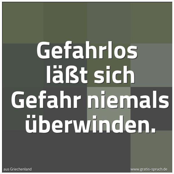 Spruchbild mit dem Text 'Gefahrlos
läßt sich Gefahr niemals überwinden.'