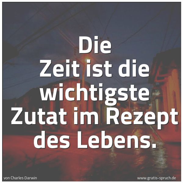 Spruchbild mit dem Text 'Die Zeit ist die wichtigste Zutat im Rezept des Lebens.'