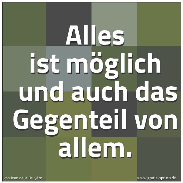 Spruchbild mit dem Text 'Alles ist möglich
und auch das Gegenteil von allem.'