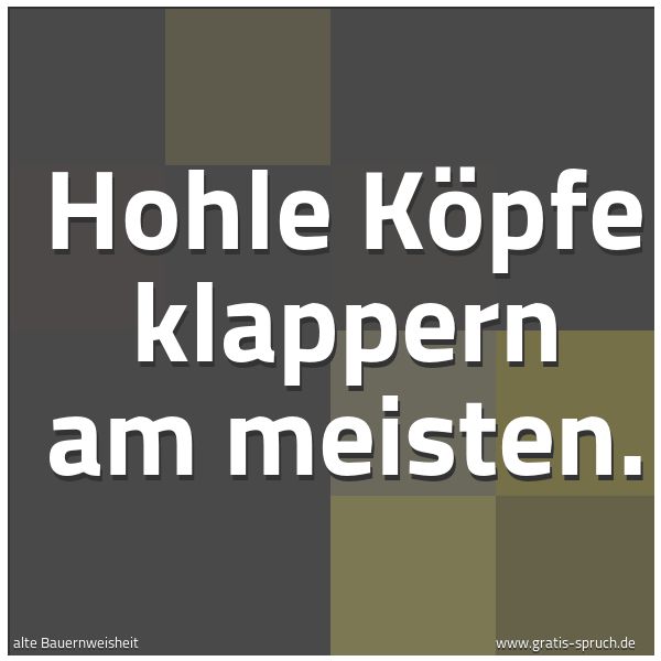 Spruchbild mit dem Text 'Hohle Köpfe klappern am meisten.'