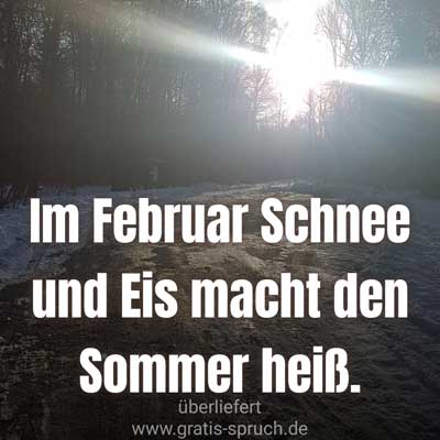 Im Februar Schnee und Eis macht den Sommer heiß.