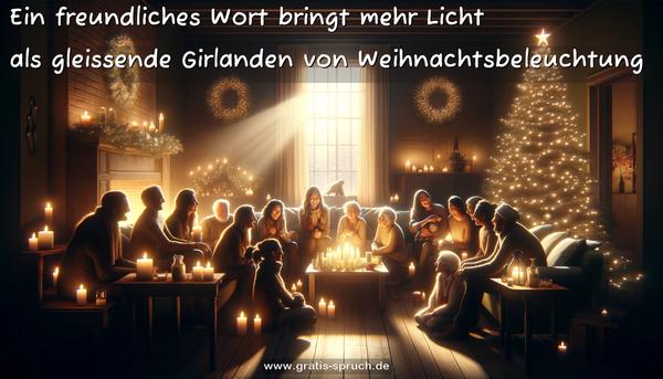 Ein freundliches Wort bringt mehr Licht
als gleissende Girlanden von Weihnachtsbeleuchtung